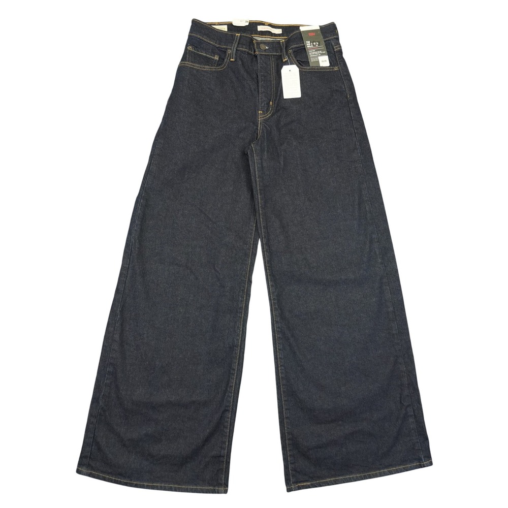 NEW Levi's 728 High Rise Wide Leg Women 29 Indigo Jeans Stretch Denim Premium
